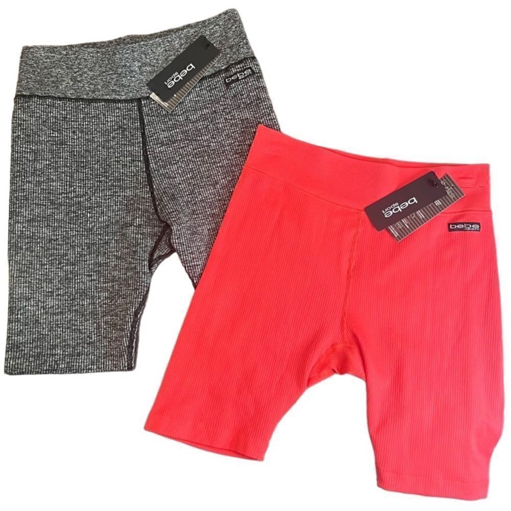 BeBe sport seamless athletic shorts bundle grey coral size medium